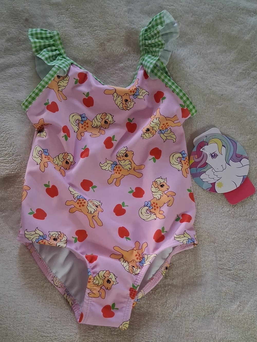 Girls My Little Pony One-Piece Swimsuit with Green Ruffles 18 Months New W/ Tags